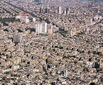 Modern Damascus in an aerial view